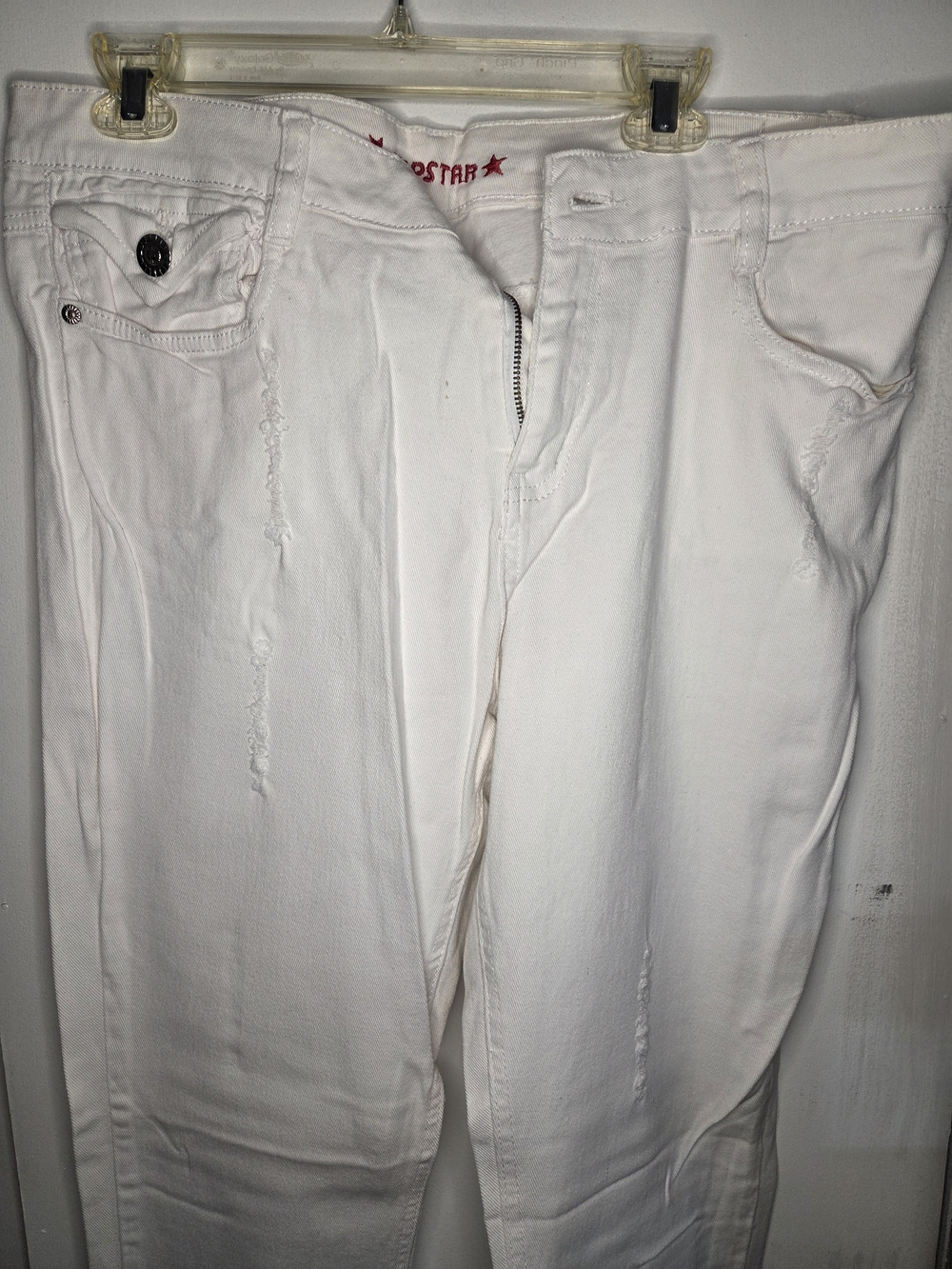 White High-Waist Jeans with Red HIPSTAR Logo